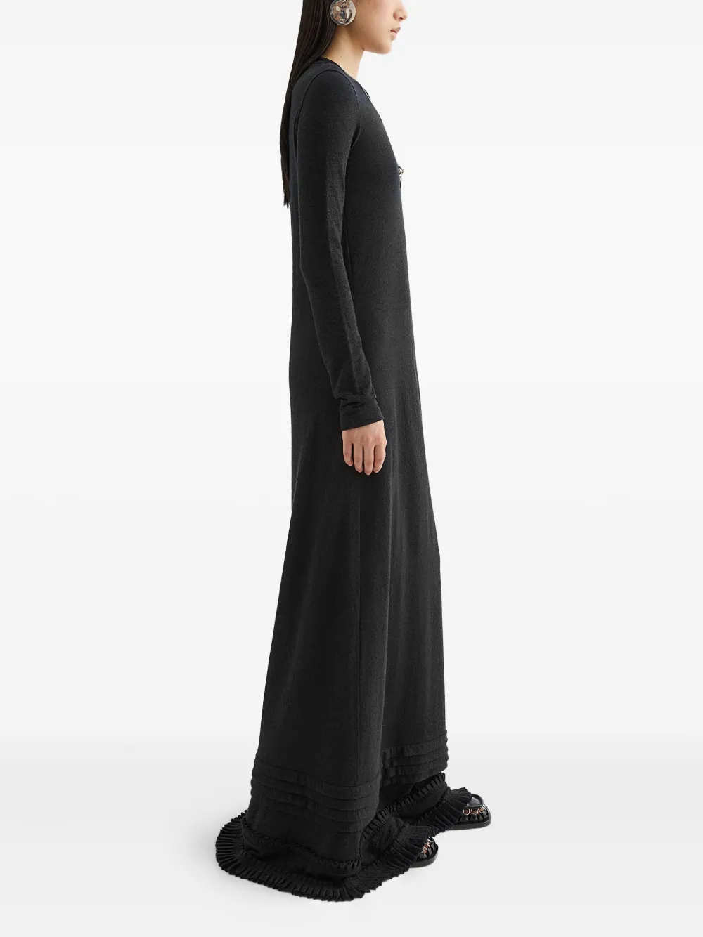 Jil Sander Maxi-jurk met ruches Zwart