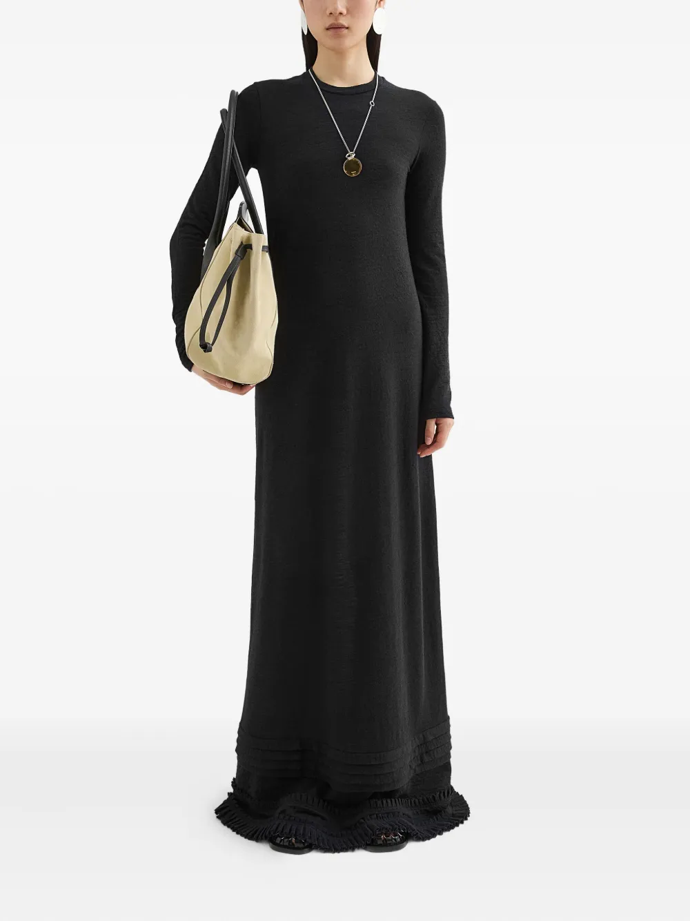Jil Sander Maxi-jurk met ruches Zwart