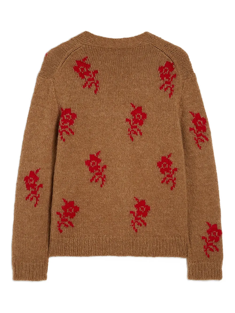 Jil Sander Gebreide intarsia trui met bloemen Bruin