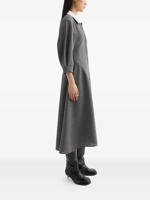 Jil Sander コントラストカラー ミディドレス | グレー