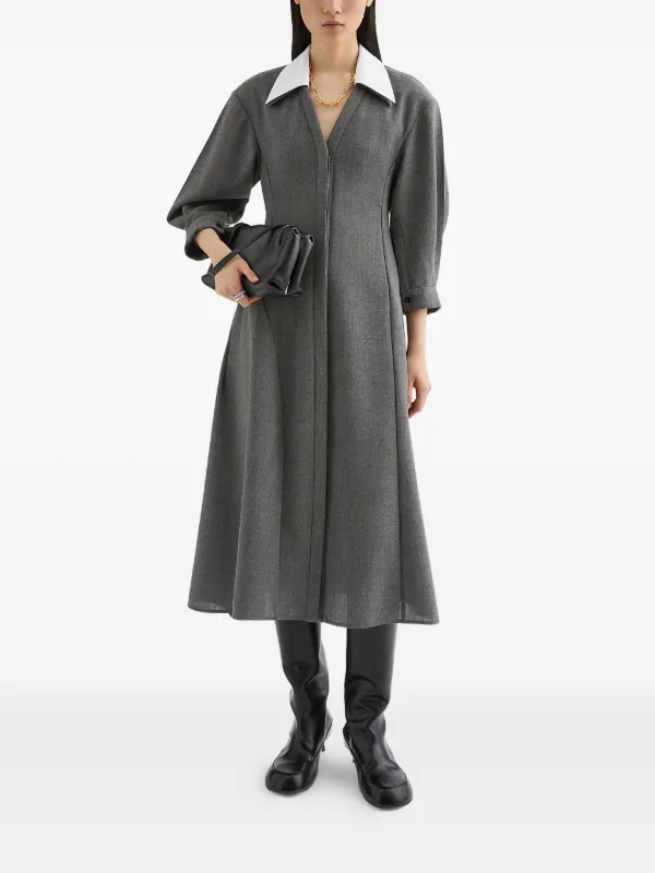 Jil Sander コントラストカラー ミディドレス | グレー