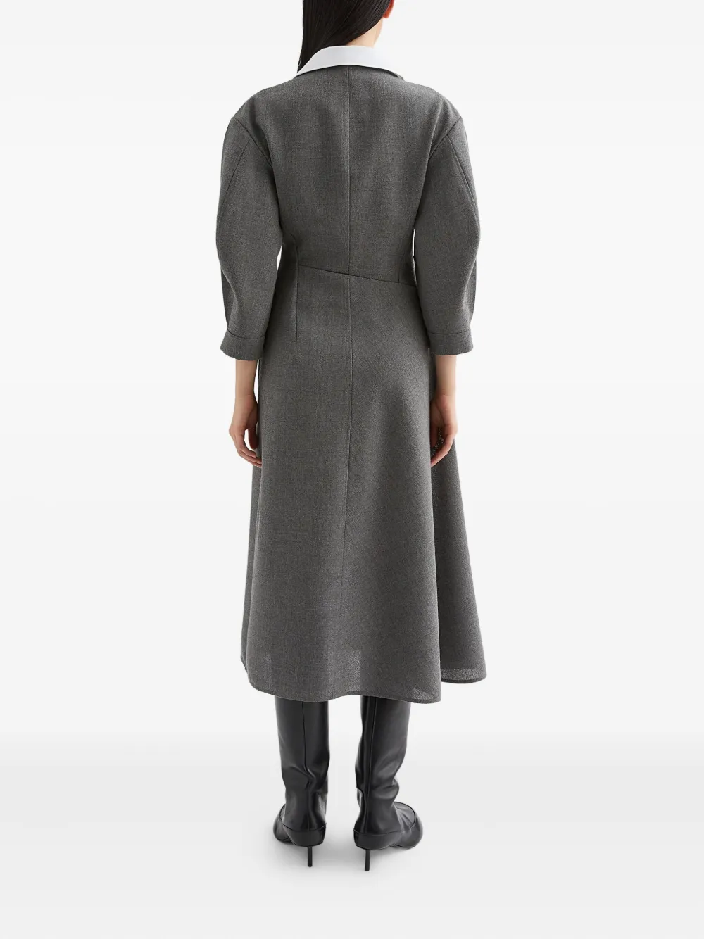 Jil Sander Midi-jurk met contrasterende kraag Grijs