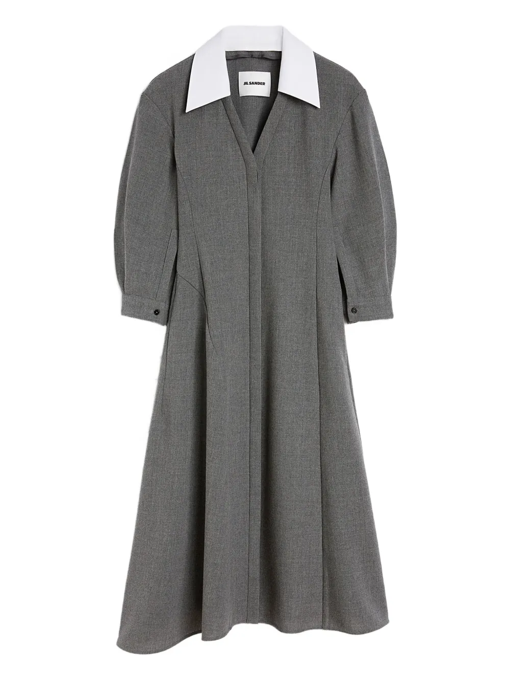 Jil Sander Midi-jurk met contrasterende kraag Grijs