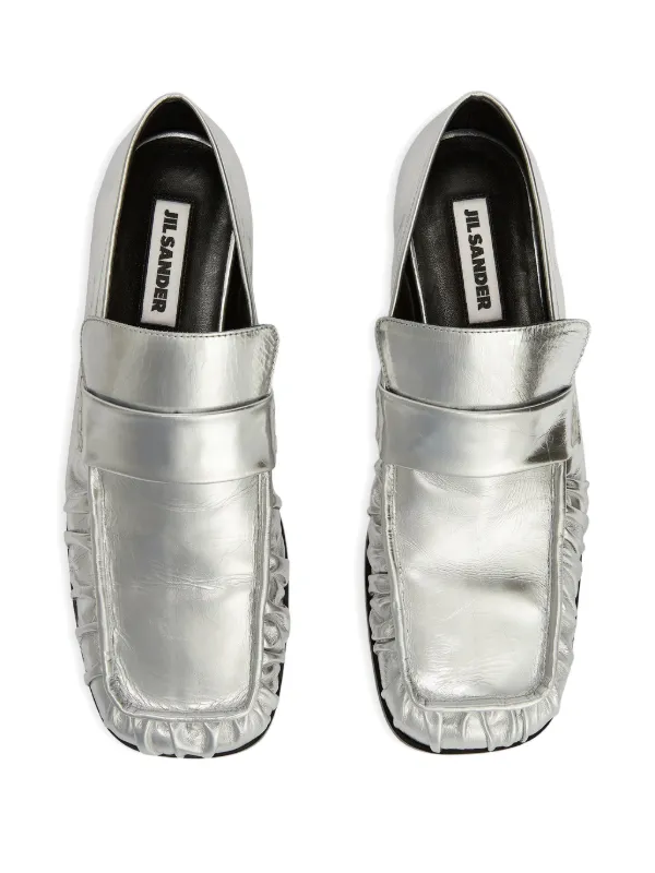 smg JIL SANDER レザー ローファー　グレー Jil Sander Metallic Loafers | Grey | FARFETCH