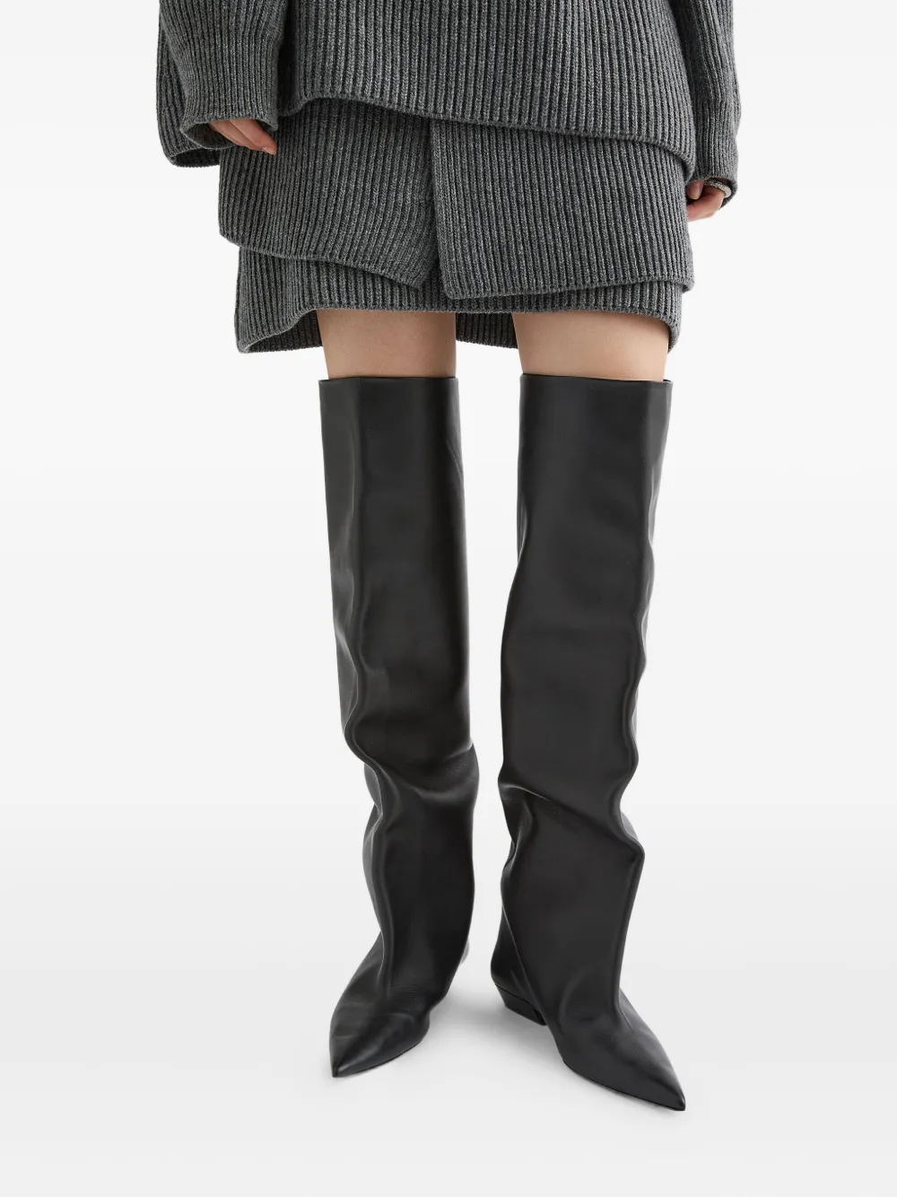 Jil Sander leather knee-high boots Black