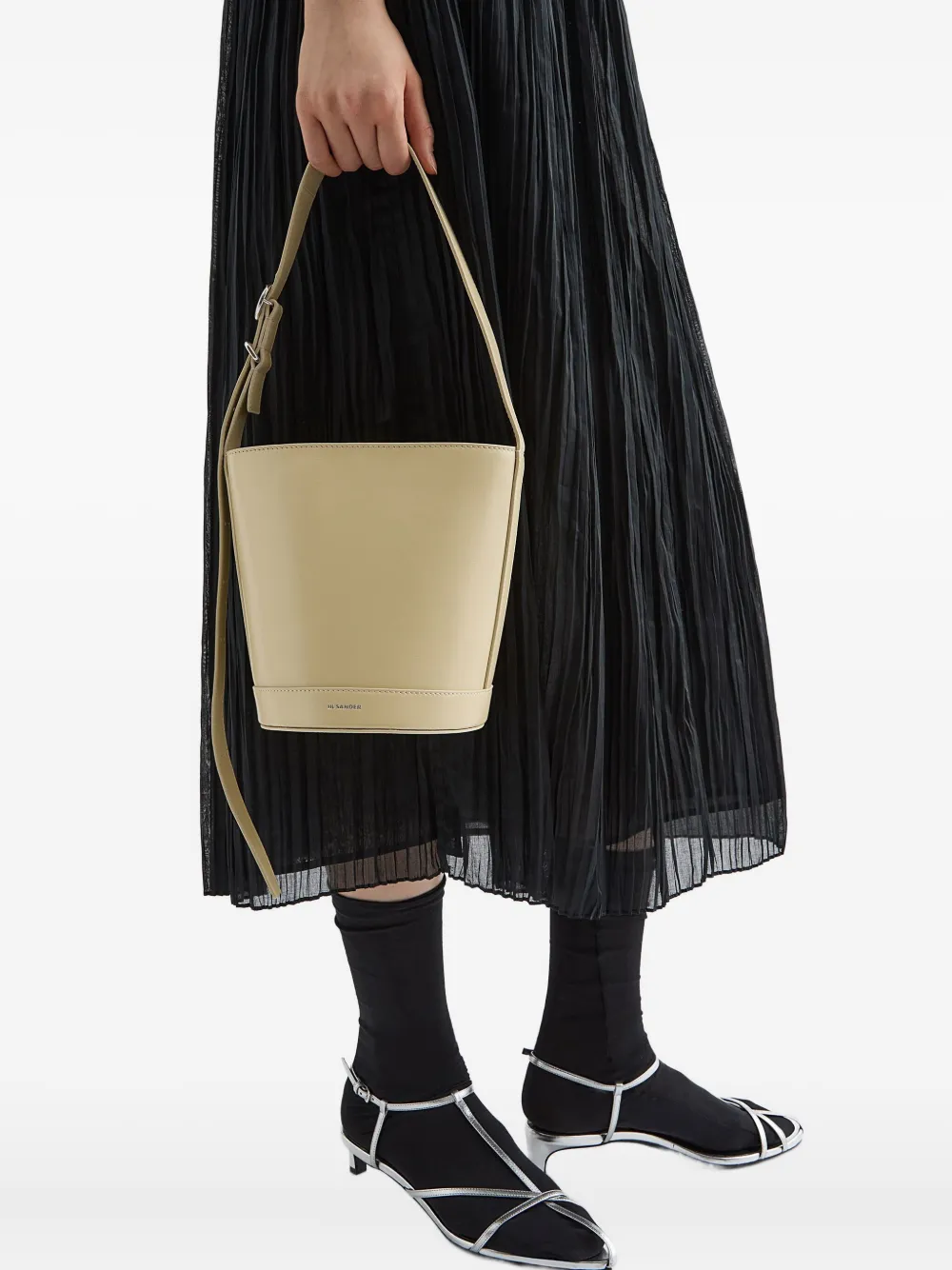 Jil Sander Cannolo bucket-tas Beige
