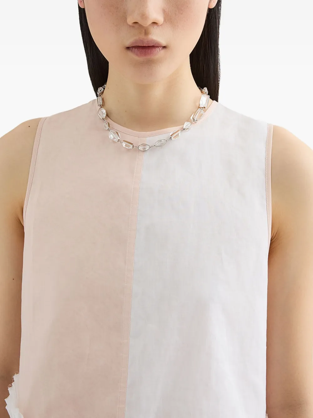 Jil Sander stone-embellished chain necklace - Zilver