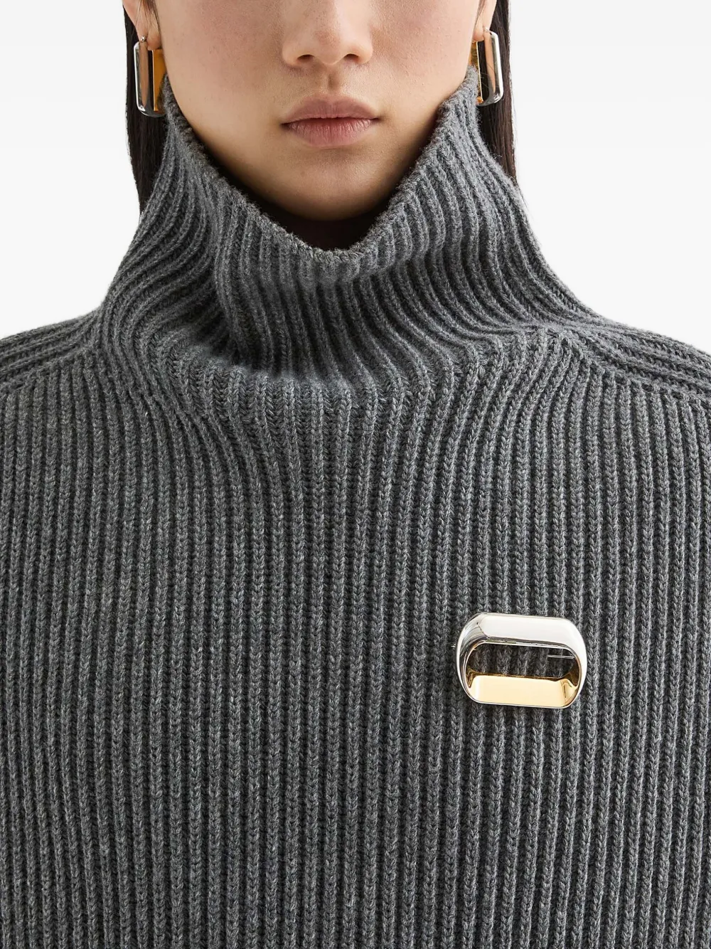 Jil Sander two-tone brooch - Zilver