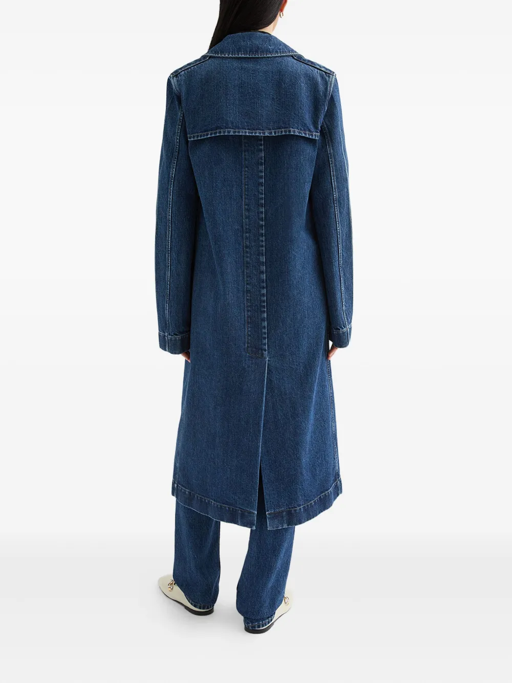 Jil Sander Denim Trench Coat In Blue