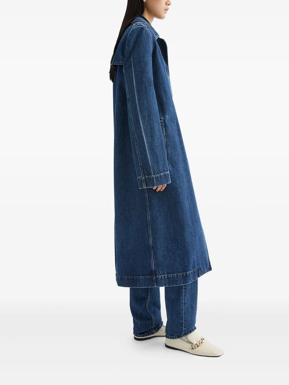 Jil Sander Denim Trench Coat In Blue