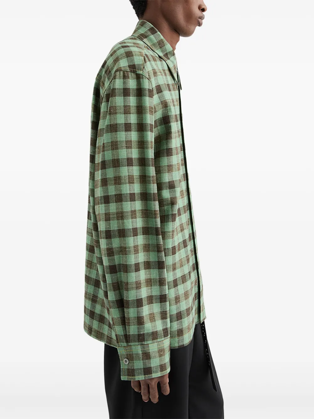 Jil Sander Geruit overhemd Groen