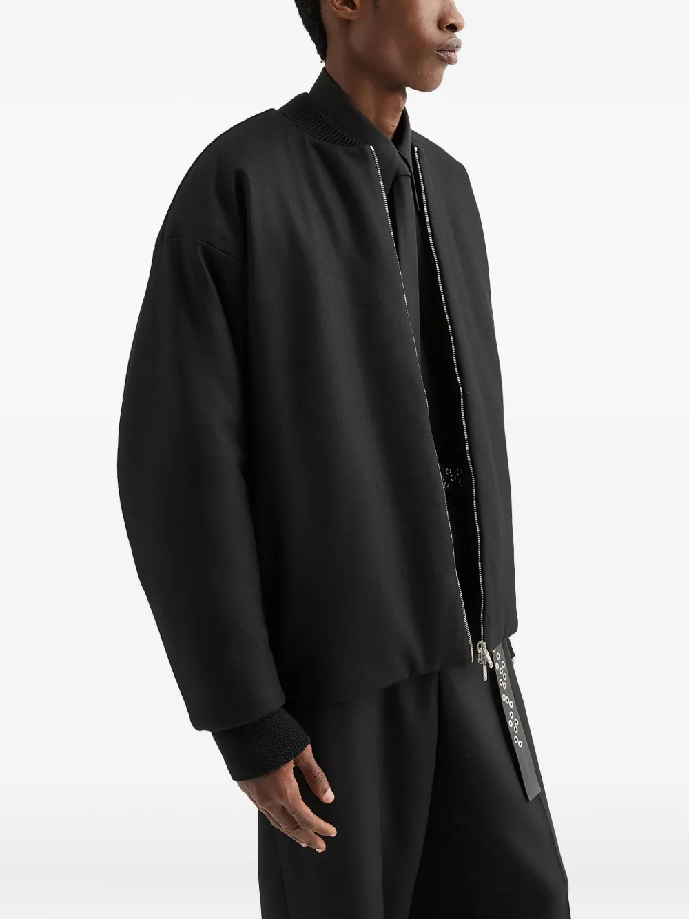 Jil Sander Wollen bomberjack Zwart