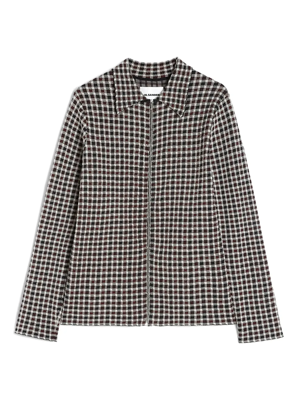 Jil Sander Mens Dark Grey Pointed-collar Check Woven Jacket