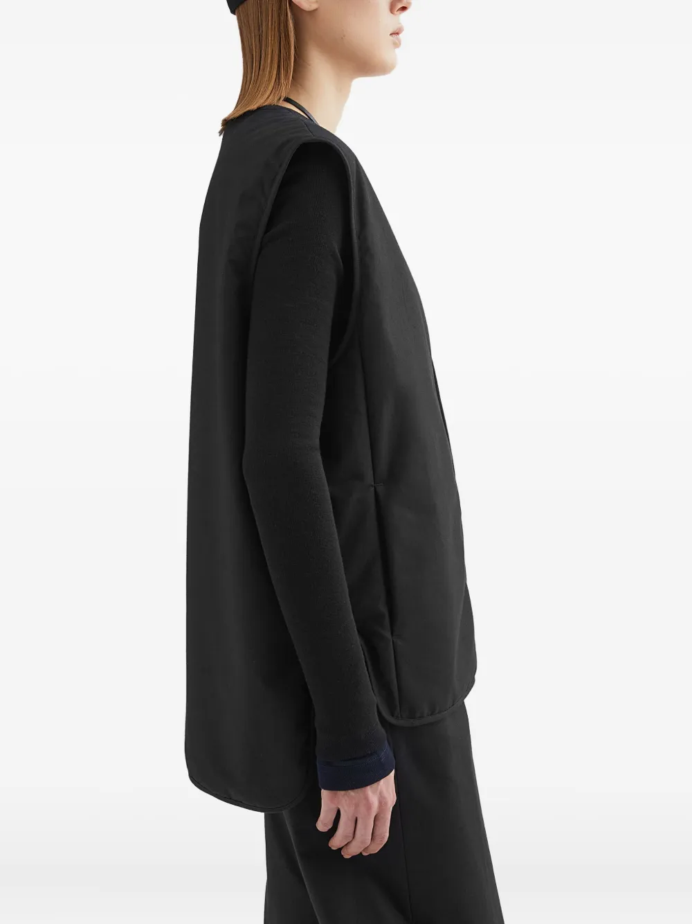 JIL SANDER+ Katoenen gewatteerde bodywarmer Zwart