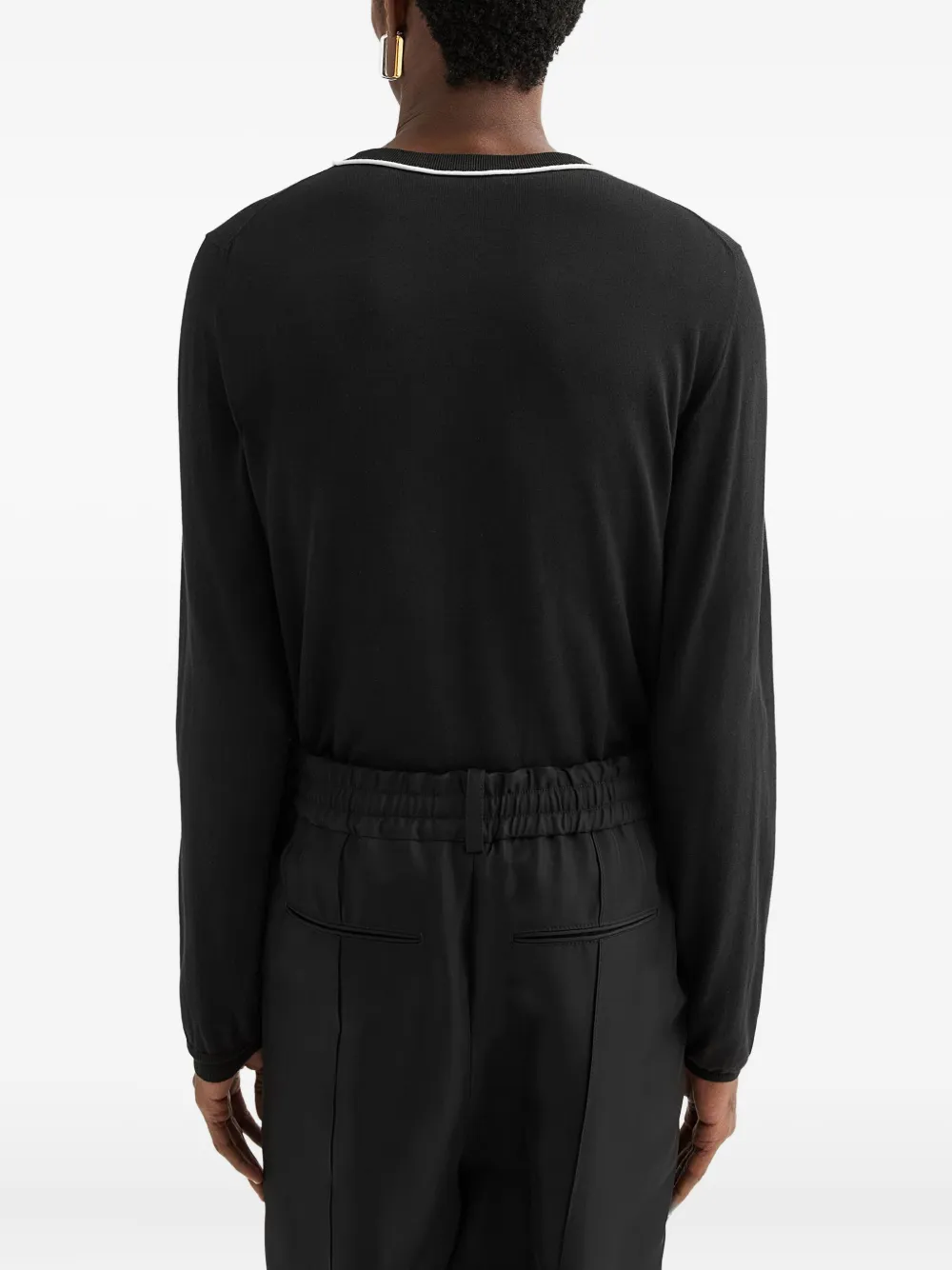 Jil Sander Katoenen trui met ronde hals Zwart