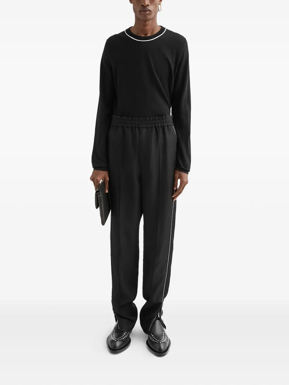Jil Sander Katoenen trui met ronde hals - Zwart