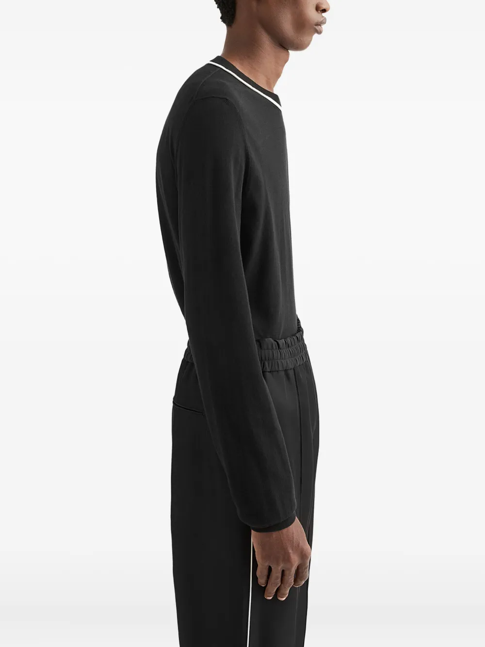 Jil Sander Katoenen trui met ronde hals Zwart