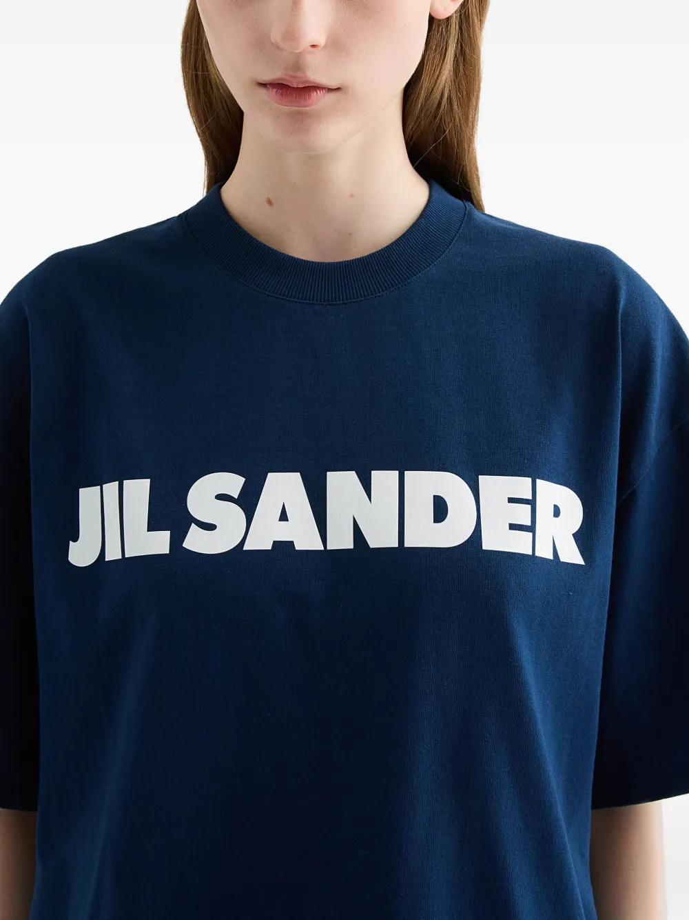 Jil Sander logo-print cotton T-shirt Blauw