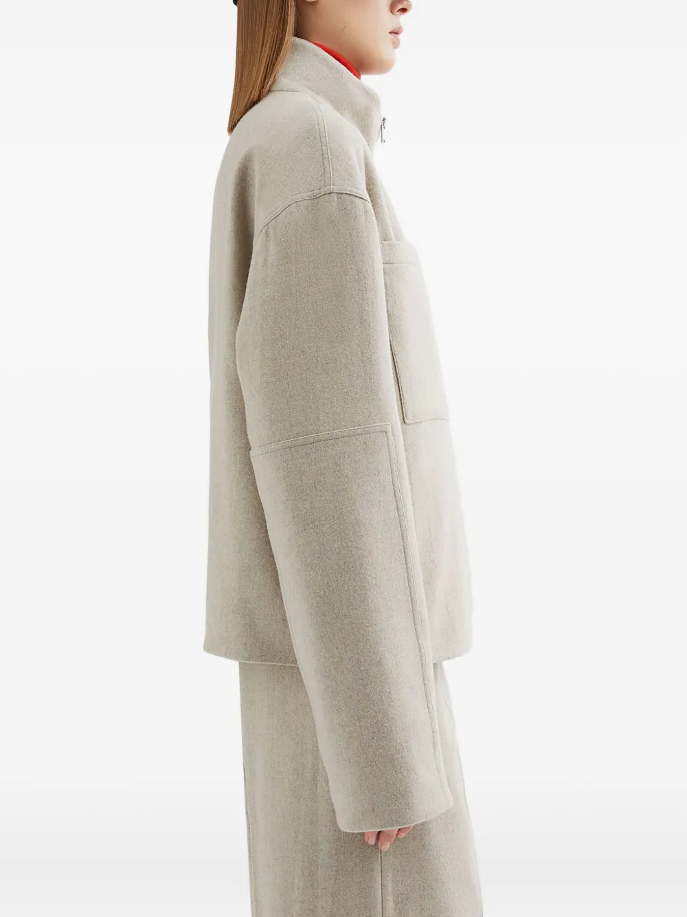 JIL SANDER+ Wollen vilten jack Beige