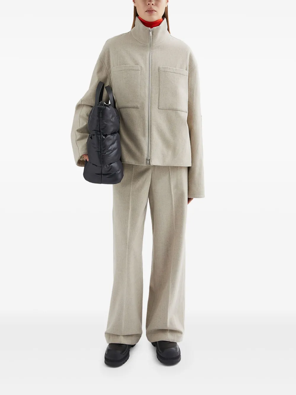 JIL SANDER+ Wollen vilten jack Beige