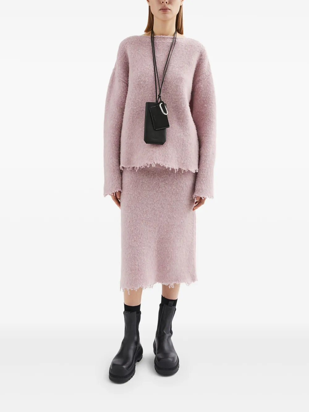 Jil Sander Wollen gebreide midi-rok Roze