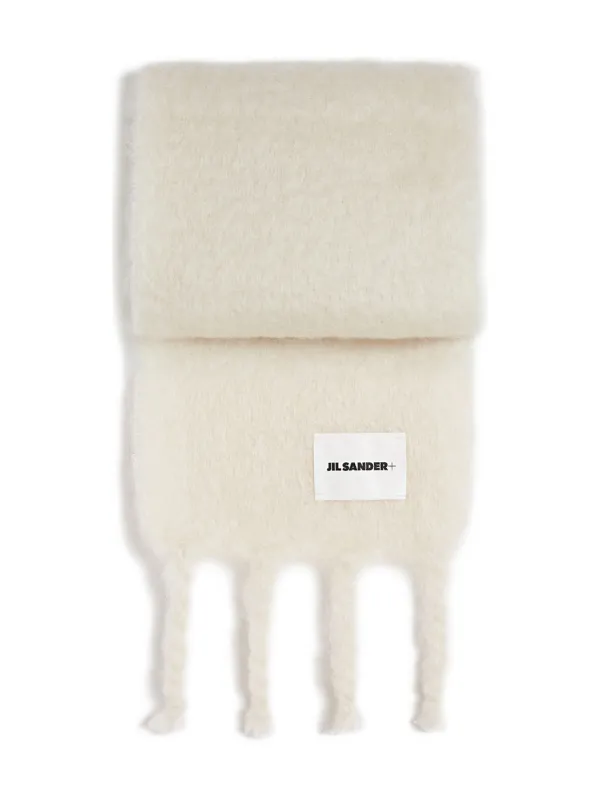 Jil Sander | ロゴ パッチ スカーフ [正規品/関税込] JIL SANDER+ ロゴパッチ スカーフ | ホワイト | FARFETCH JP