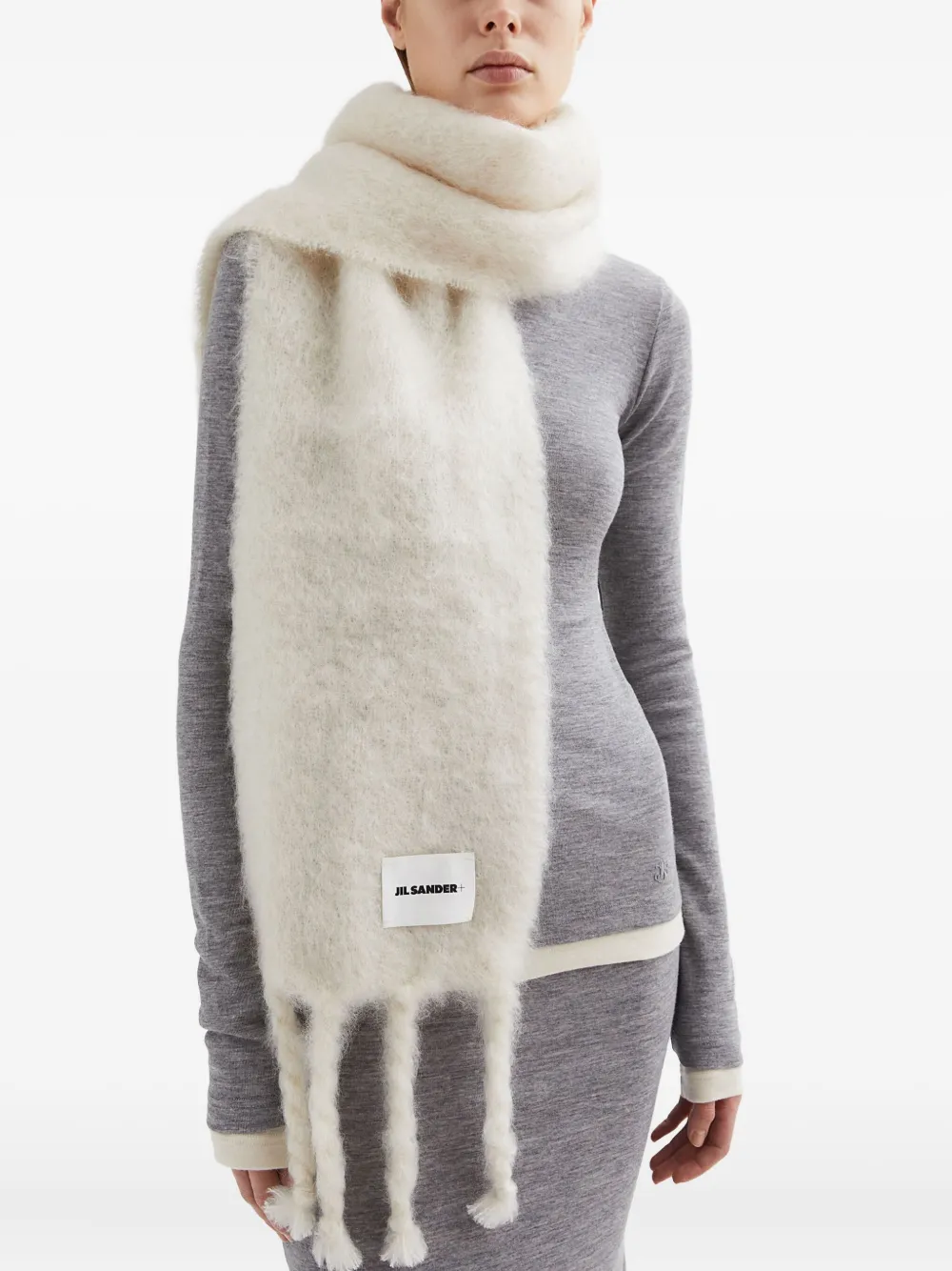 JIL SANDER+ Sjaal met logopatch Wit