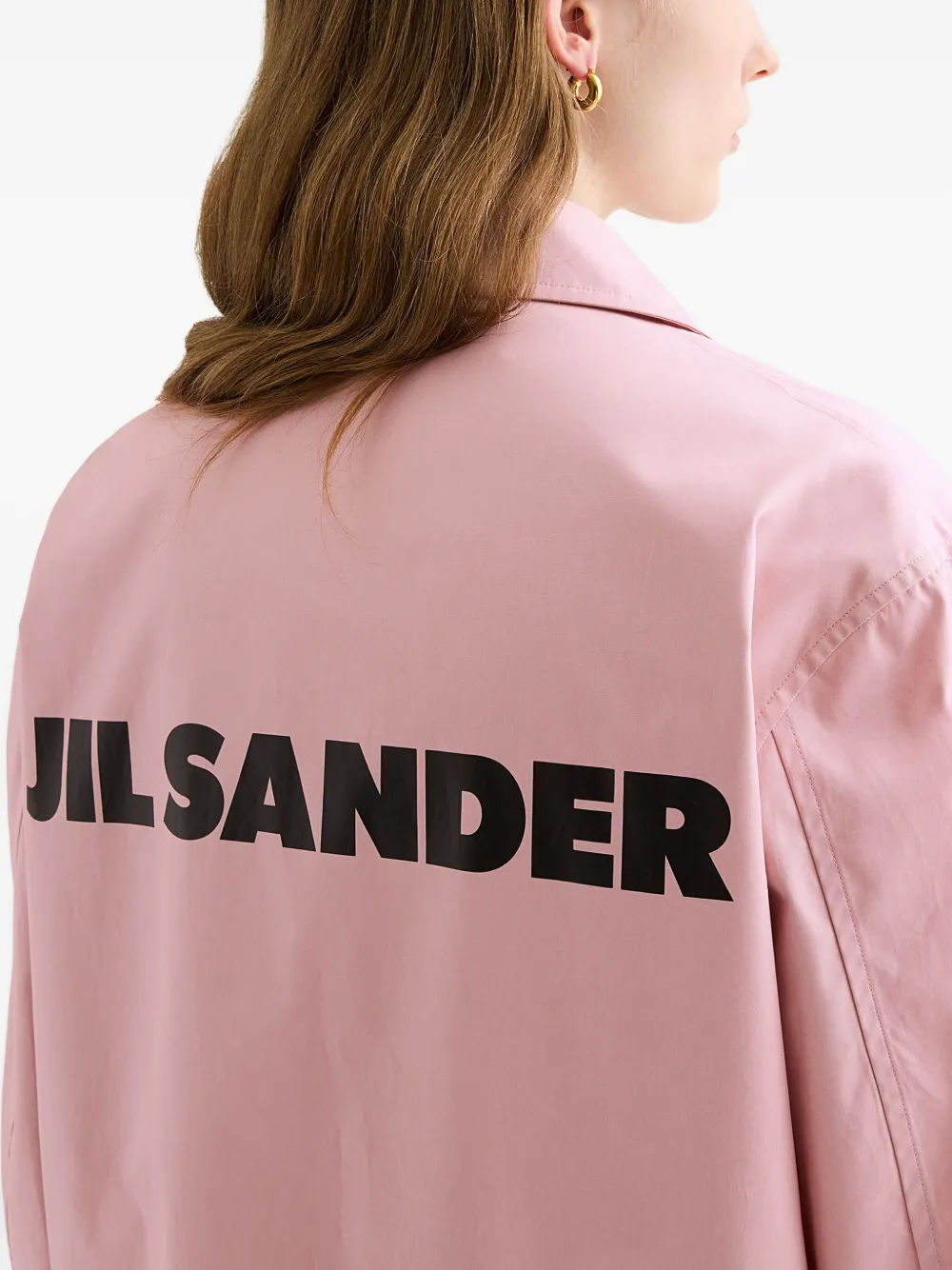 Jil Sander logo -print cotton jacket Roze