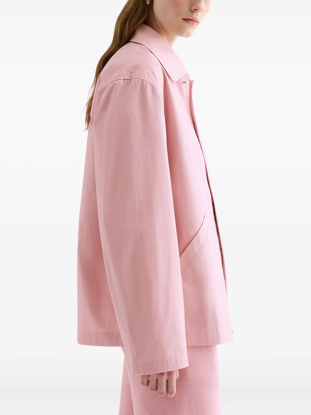 Jil Sander logo -print cotton jacket Roze