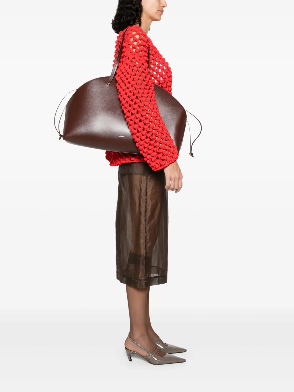 Jil Sander Grote Curve schoudertas - Bruin