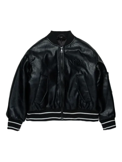 Nº21 Kids logo-embossed bomber jacket