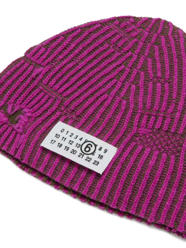 MM6 Maison Margiela Kids numbers-appliqué Beanie | Pink | FARFETCH ID