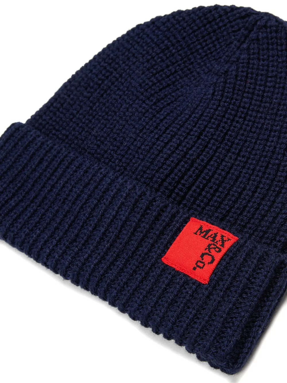 Max & Co Logo-patch Beanie In Blue