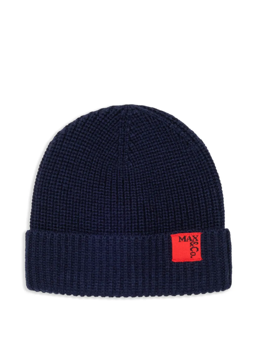 Max & Co Logo-patch Beanie In Blue