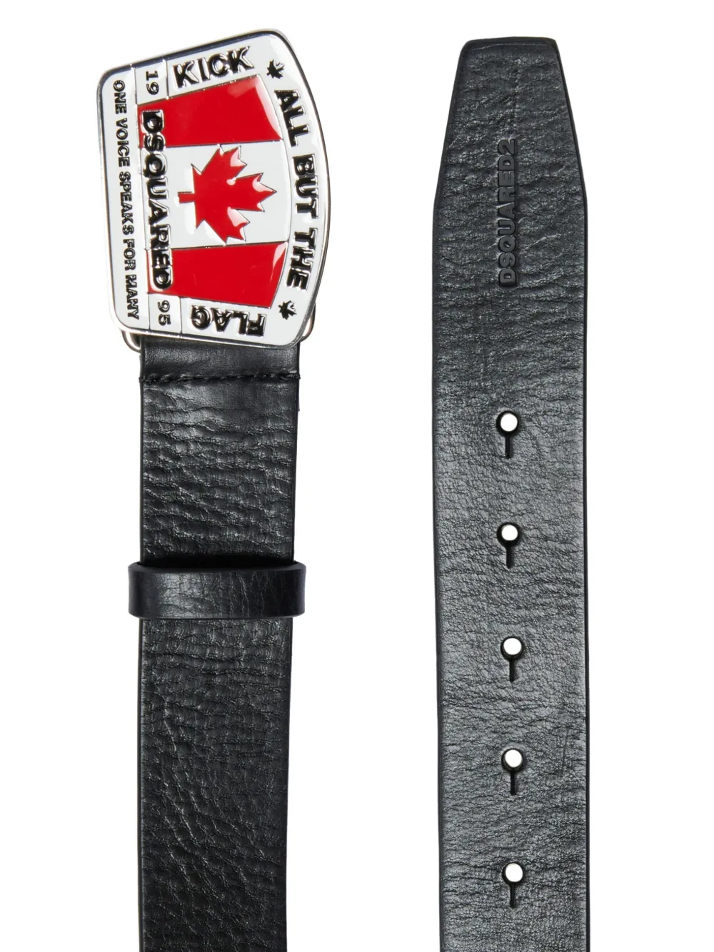DSQUARED2 KIDS Leren riem met vlaggesp Zwart