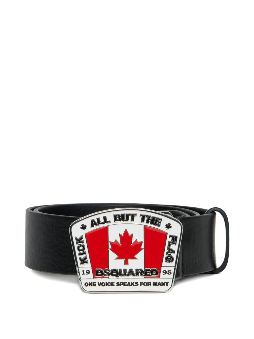 DSQUARED2 KIDS Leren riem met vlaggesp Zwart