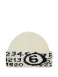 MM6 Maison Margiela Kids numbers-intarsia beanie - White