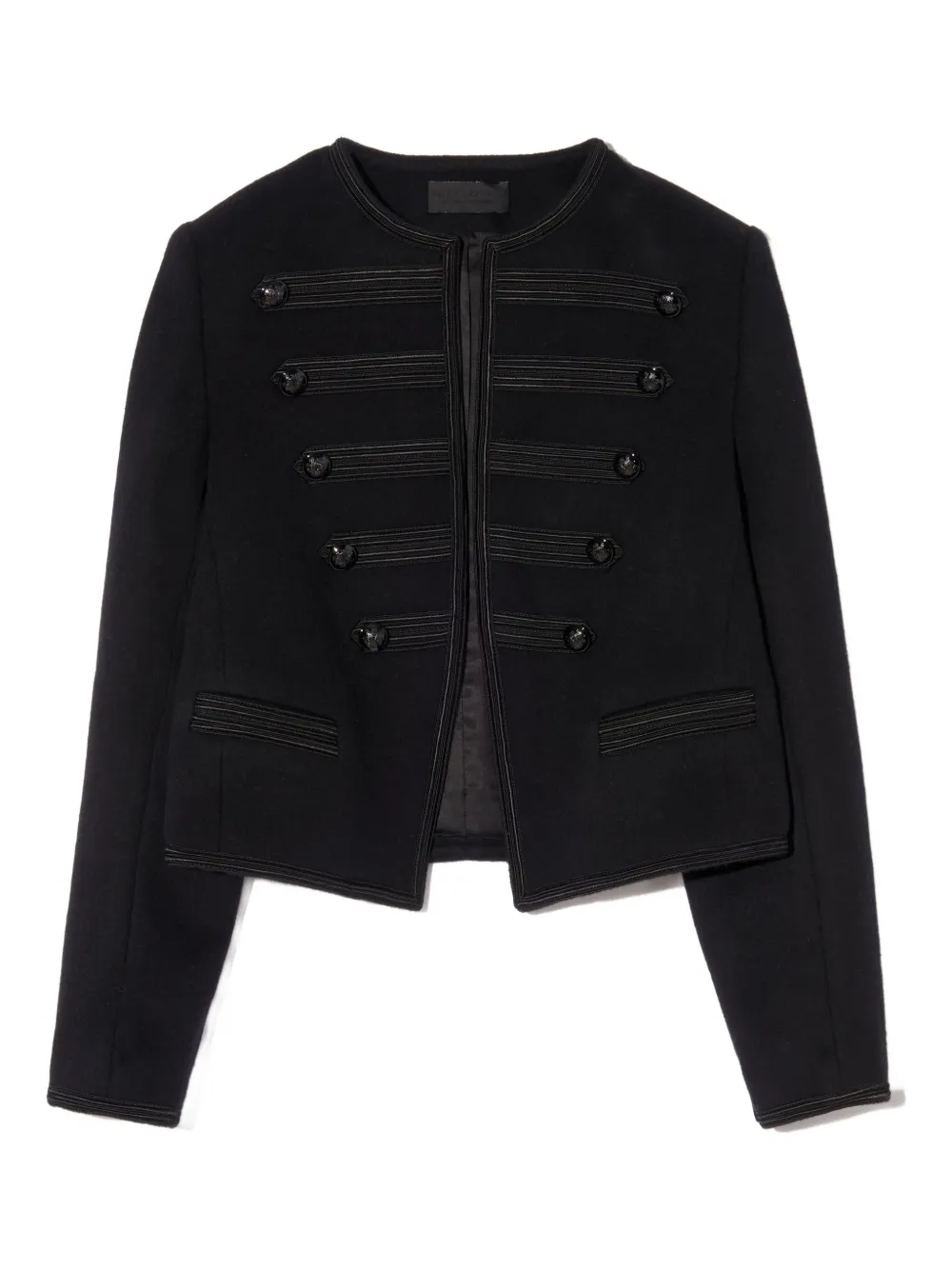 Nili Lotan Joni Cropped Button-embellished Satin-trimmed Wool-felt Jacket