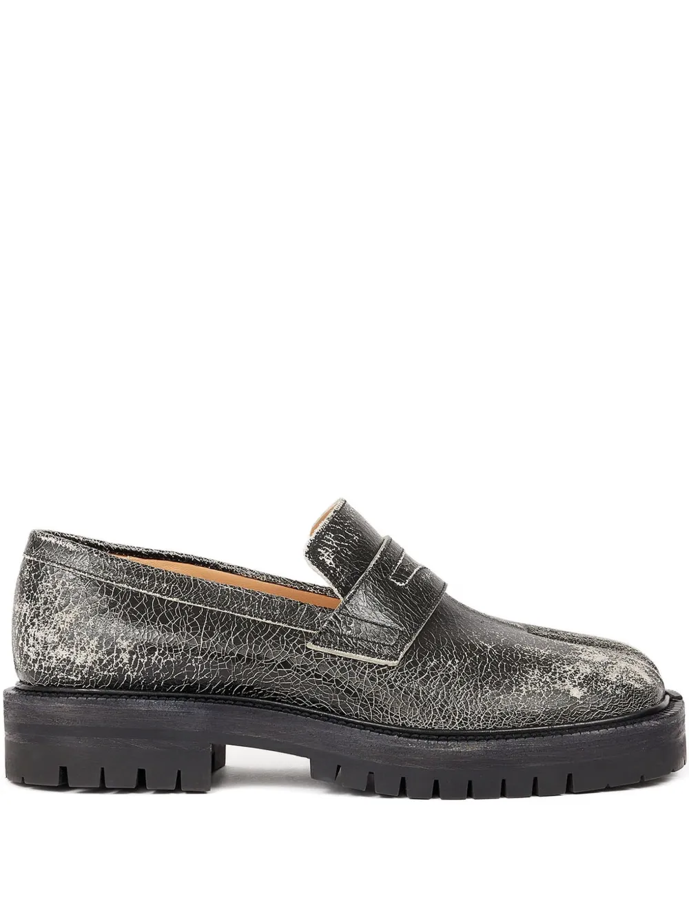 Maison Margiela Taby County crackled loafers Zwart