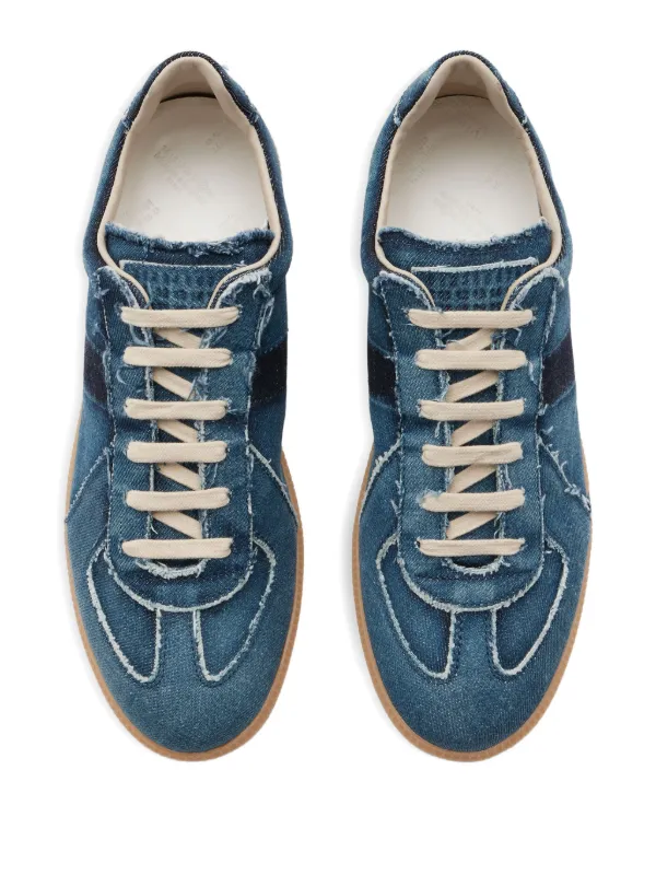 Maison Margiela Replica Denim Sun-Faded Sneakers | Blue | FARFETCH