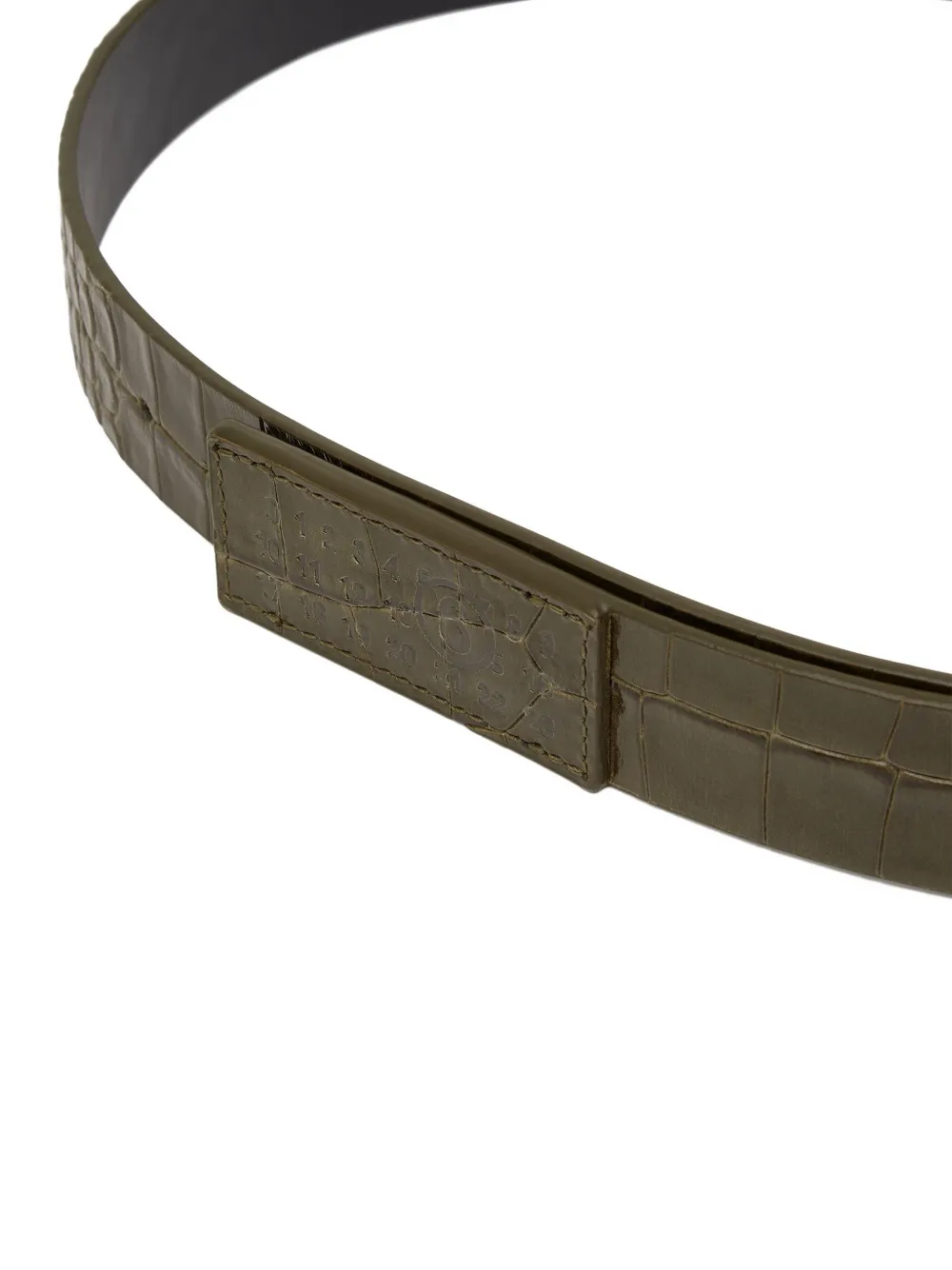 MM6 Maison Margiela Leren riem met krokodillen-reliëf - Groen