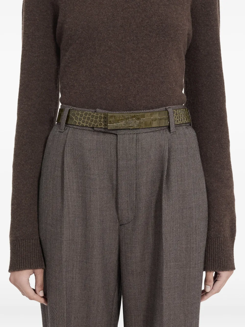 Mm6 Maison Margiela Crocodile-embossed Leather Belt In Green