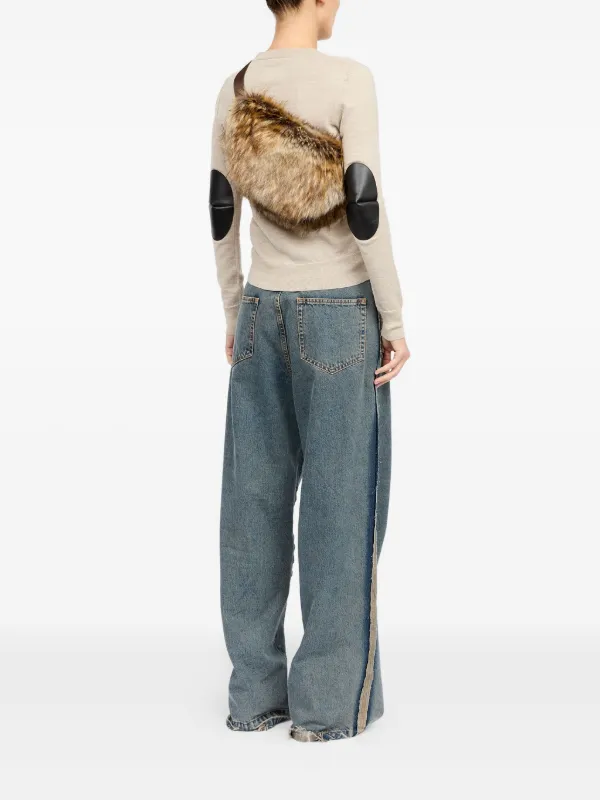 MM6 フェイクファーサンダル MM6 Maison Margiela faux-fur Belt Bag | Brown | FARFETCH