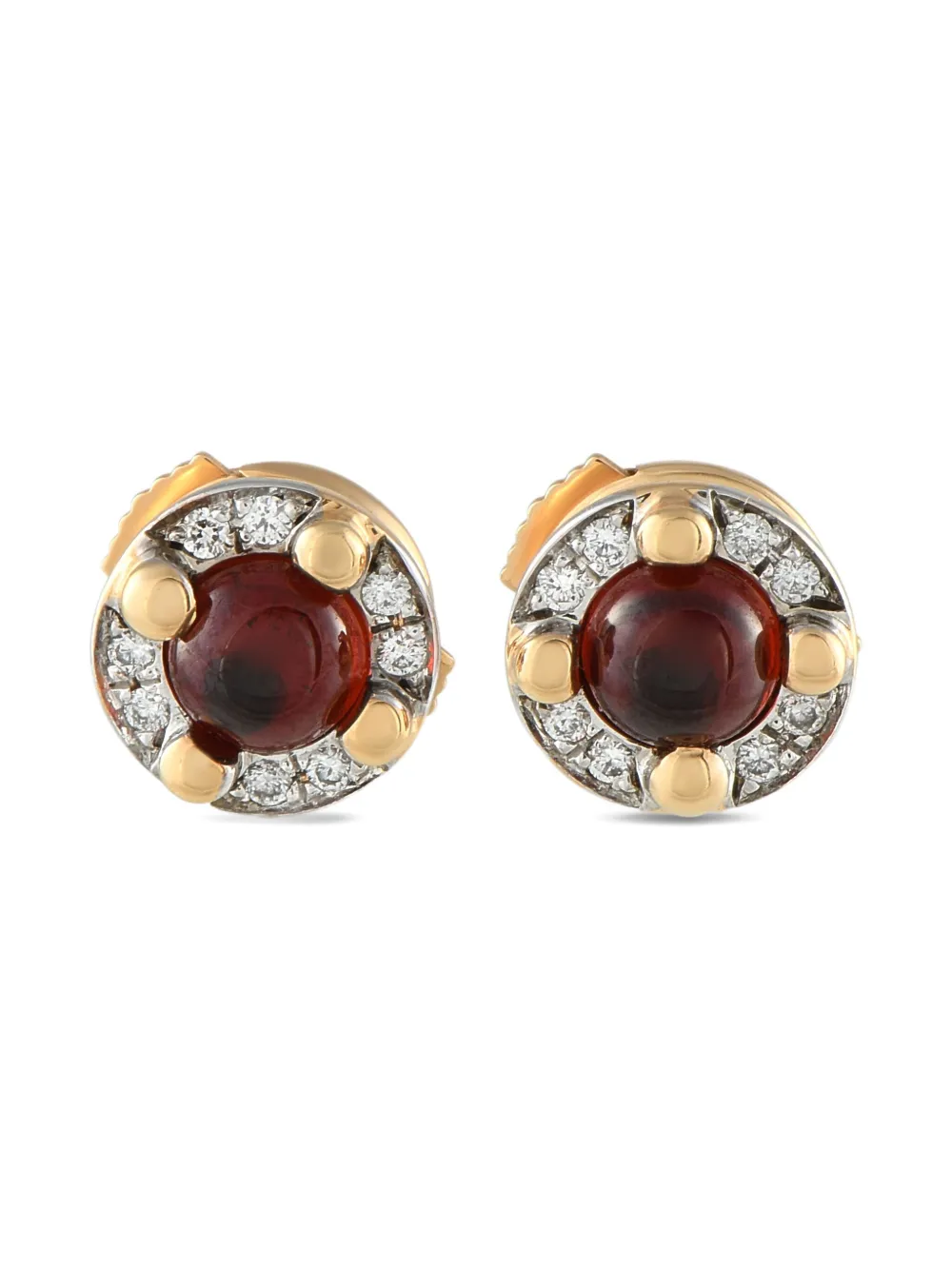 Pre-owned Pomellato 18k Yellow Gold M'ama Non M'ama Diamond And Tourmaline Stud Earrings