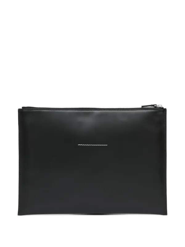 MM6 Maison Margiela ロゴパッチ クラッチバッグ | ブラック | FARFETCH JP