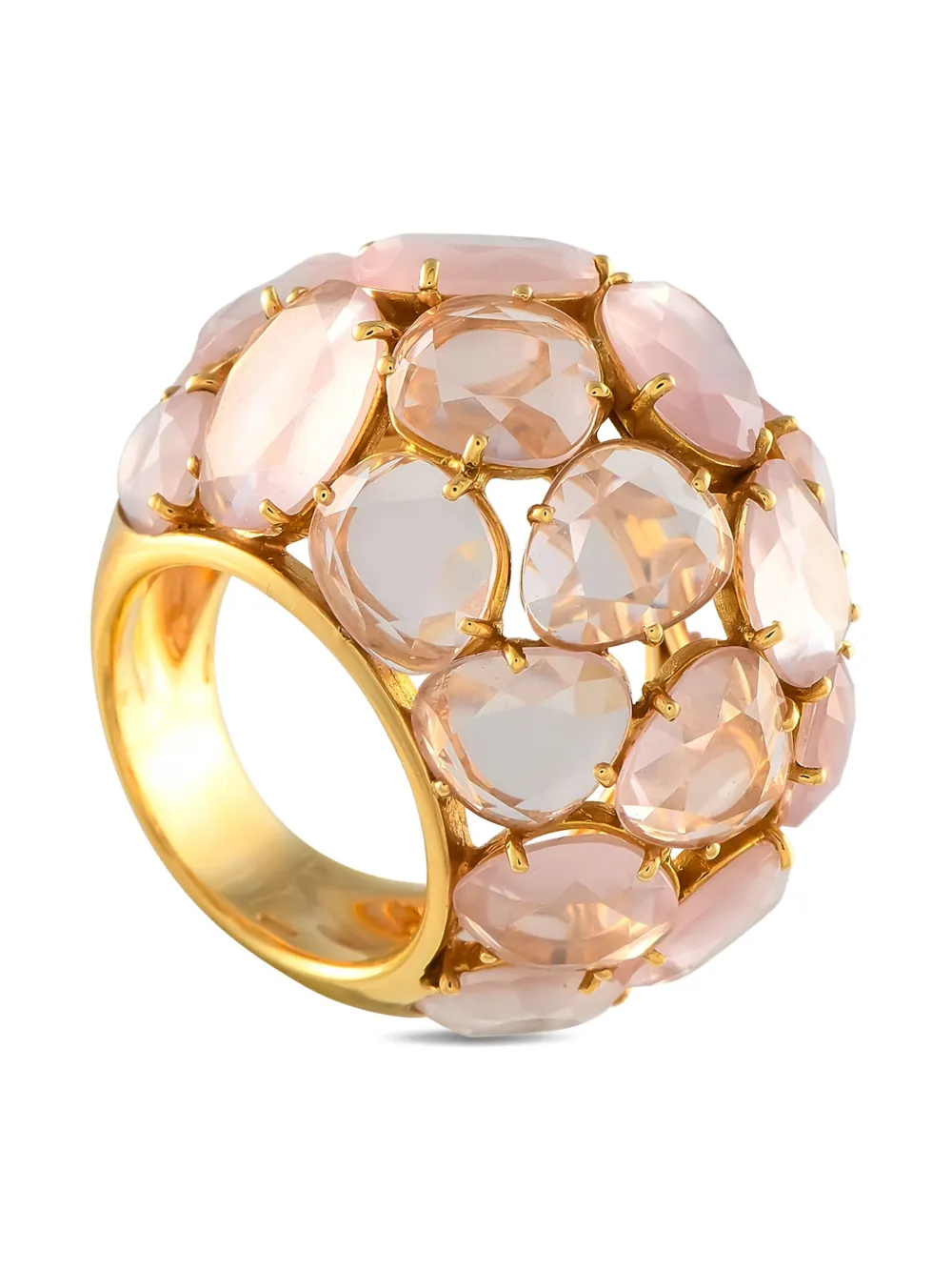 Pre-owned Pomellato 18k Yellow Gold Capri Rose Quartz Ring