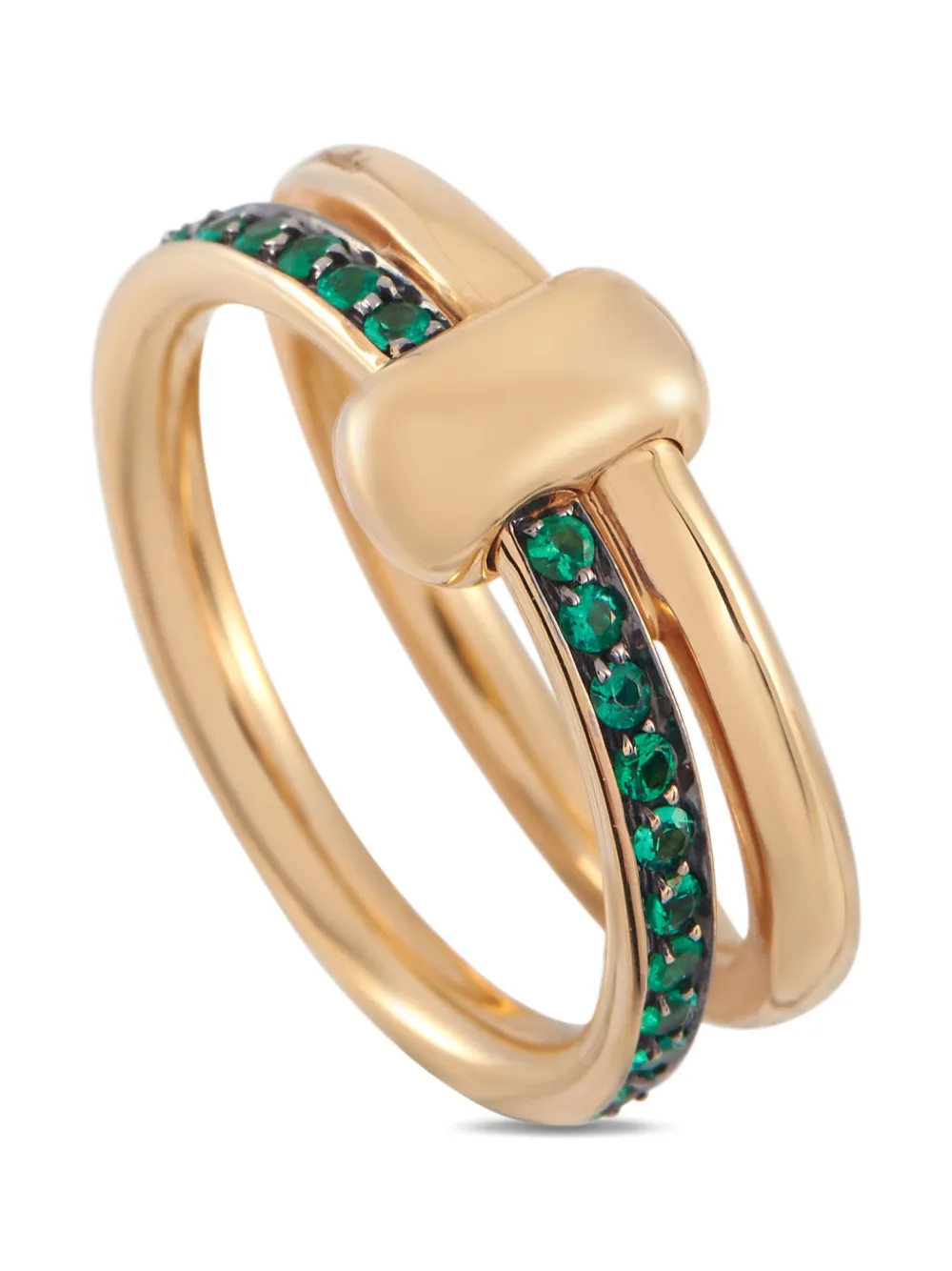 Pre-owned Pomellato 18k Yellow Gold Together Emerald Ring