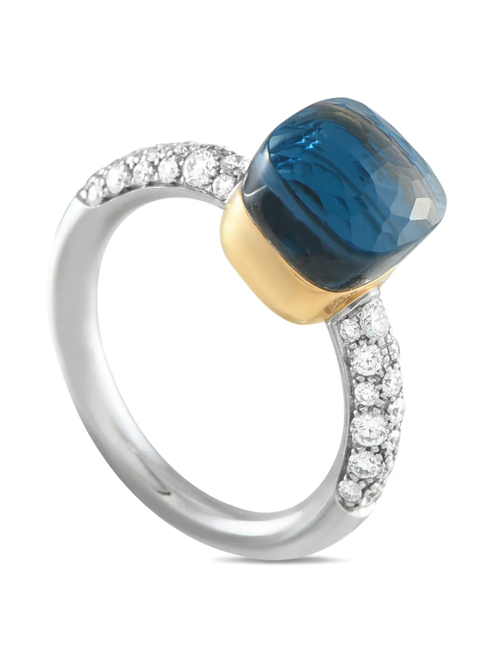 Pre-owned Pomellato 18k Gold Nudo Diamond And Topaz Ring