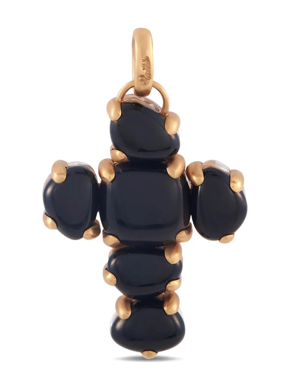 Pre-owned Pomellato 18k Rose Gold Capri Onyx And Quartz Cross Pendant