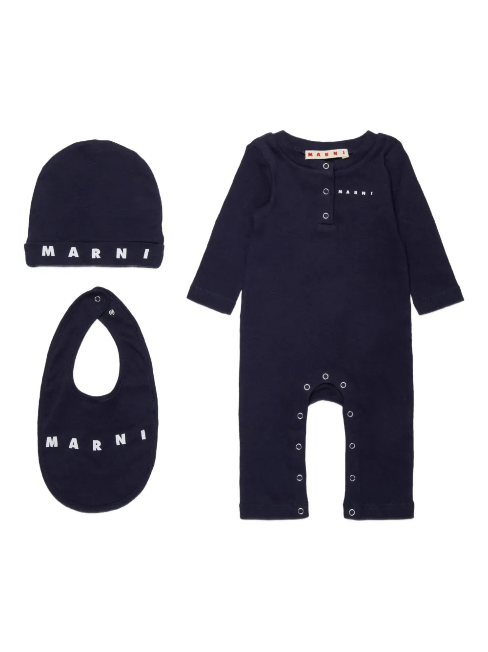 Marni Kids Romper muts en slabbetje Zwart